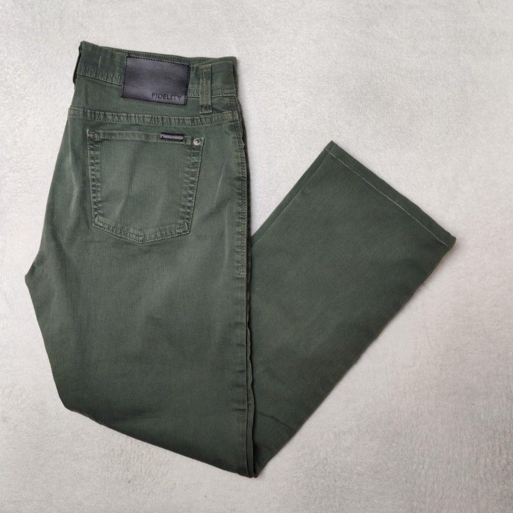Fidelity Jeans Mens 34x30 Green Jimmy Slim Straight Stretch Denim 5-Pocket USA